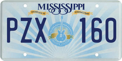 MS license plate PZX160