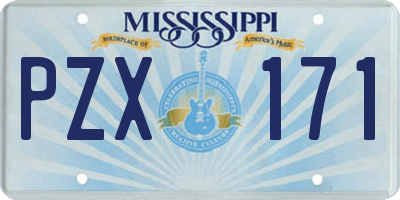 MS license plate PZX171