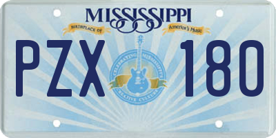 MS license plate PZX180