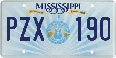 MS license plate PZX190