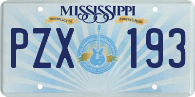MS license plate PZX193