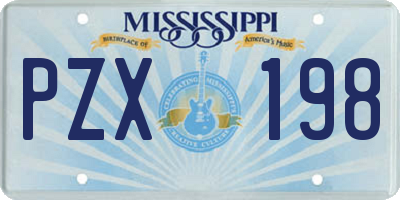 MS license plate PZX198