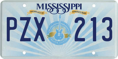 MS license plate PZX213