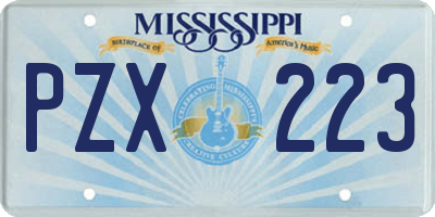 MS license plate PZX223