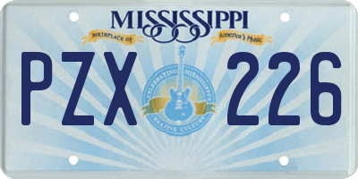 MS license plate PZX226