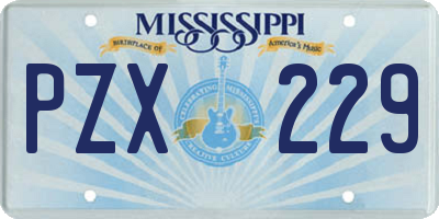 MS license plate PZX229