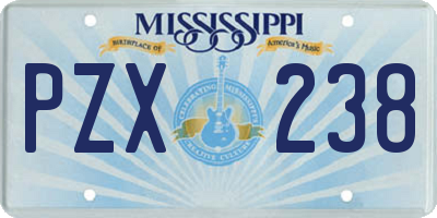 MS license plate PZX238