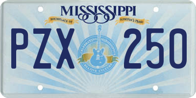 MS license plate PZX250