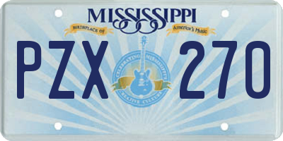 MS license plate PZX270