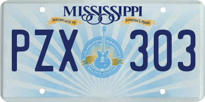 MS license plate PZX303