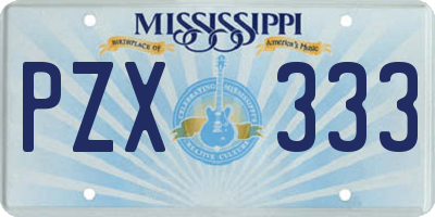MS license plate PZX333