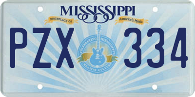 MS license plate PZX334