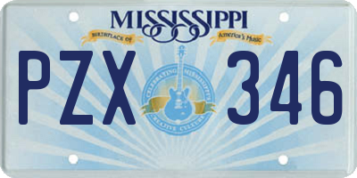 MS license plate PZX346