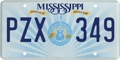 MS license plate PZX349