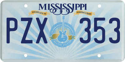 MS license plate PZX353