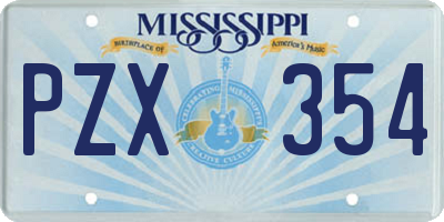 MS license plate PZX354