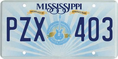 MS license plate PZX403