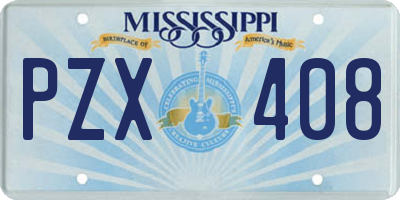 MS license plate PZX408