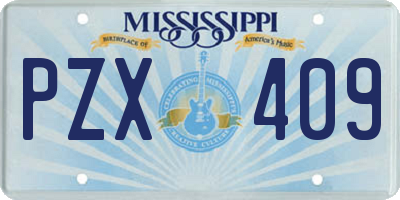 MS license plate PZX409