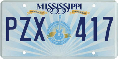 MS license plate PZX417