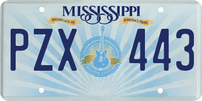 MS license plate PZX443