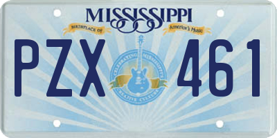 MS license plate PZX461