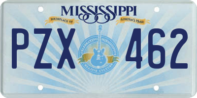 MS license plate PZX462