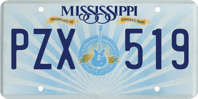 MS license plate PZX519