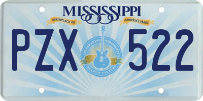 MS license plate PZX522