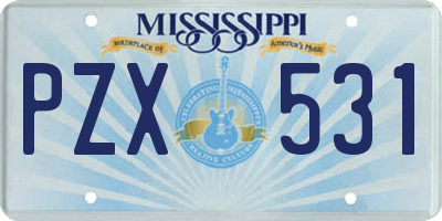 MS license plate PZX531