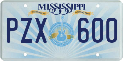 MS license plate PZX600