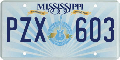 MS license plate PZX603