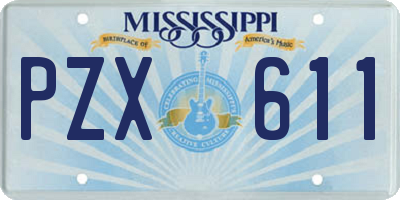 MS license plate PZX611