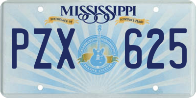 MS license plate PZX625