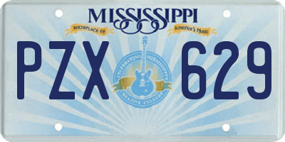 MS license plate PZX629