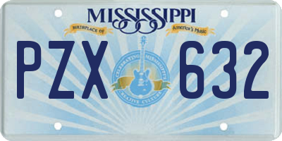 MS license plate PZX632