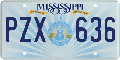 MS license plate PZX636