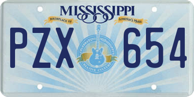 MS license plate PZX654