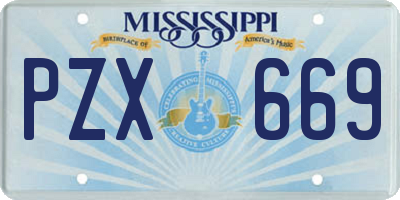 MS license plate PZX669