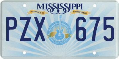MS license plate PZX675