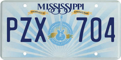 MS license plate PZX704