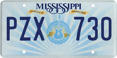 MS license plate PZX730
