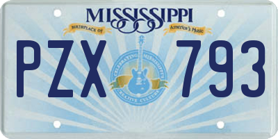 MS license plate PZX793