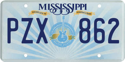 MS license plate PZX862