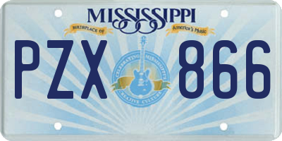 MS license plate PZX866