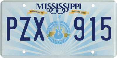 MS license plate PZX915