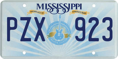 MS license plate PZX923