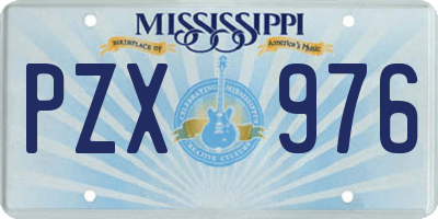 MS license plate PZX976