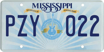 MS license plate PZY022