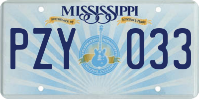 MS license plate PZY033